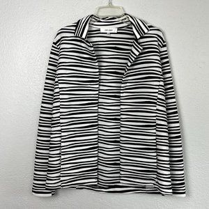 Jones Studio Women's Black & White Striped Textured Open Front Jacket - Size M